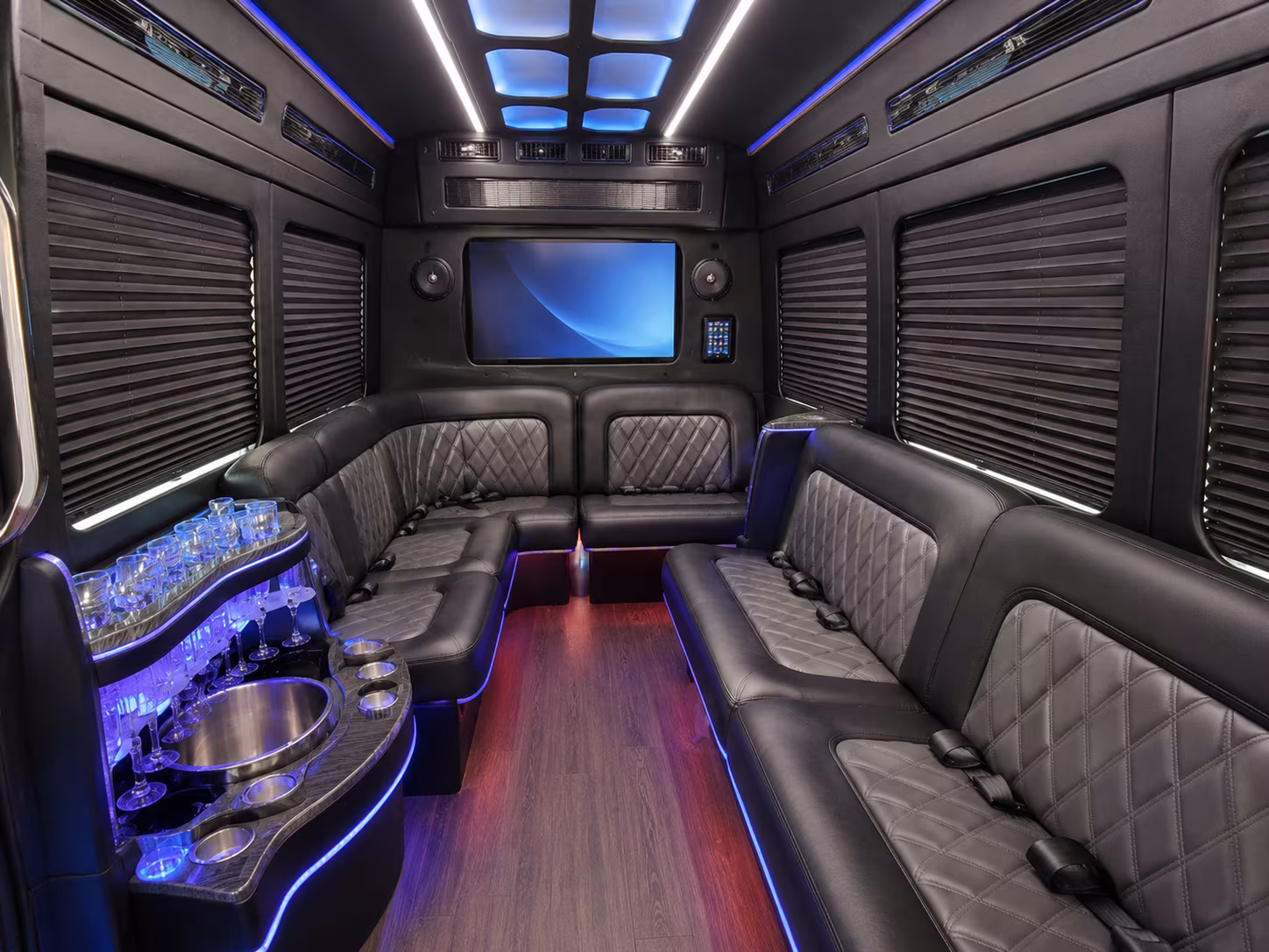 burnsville 15 passenger party bus inside